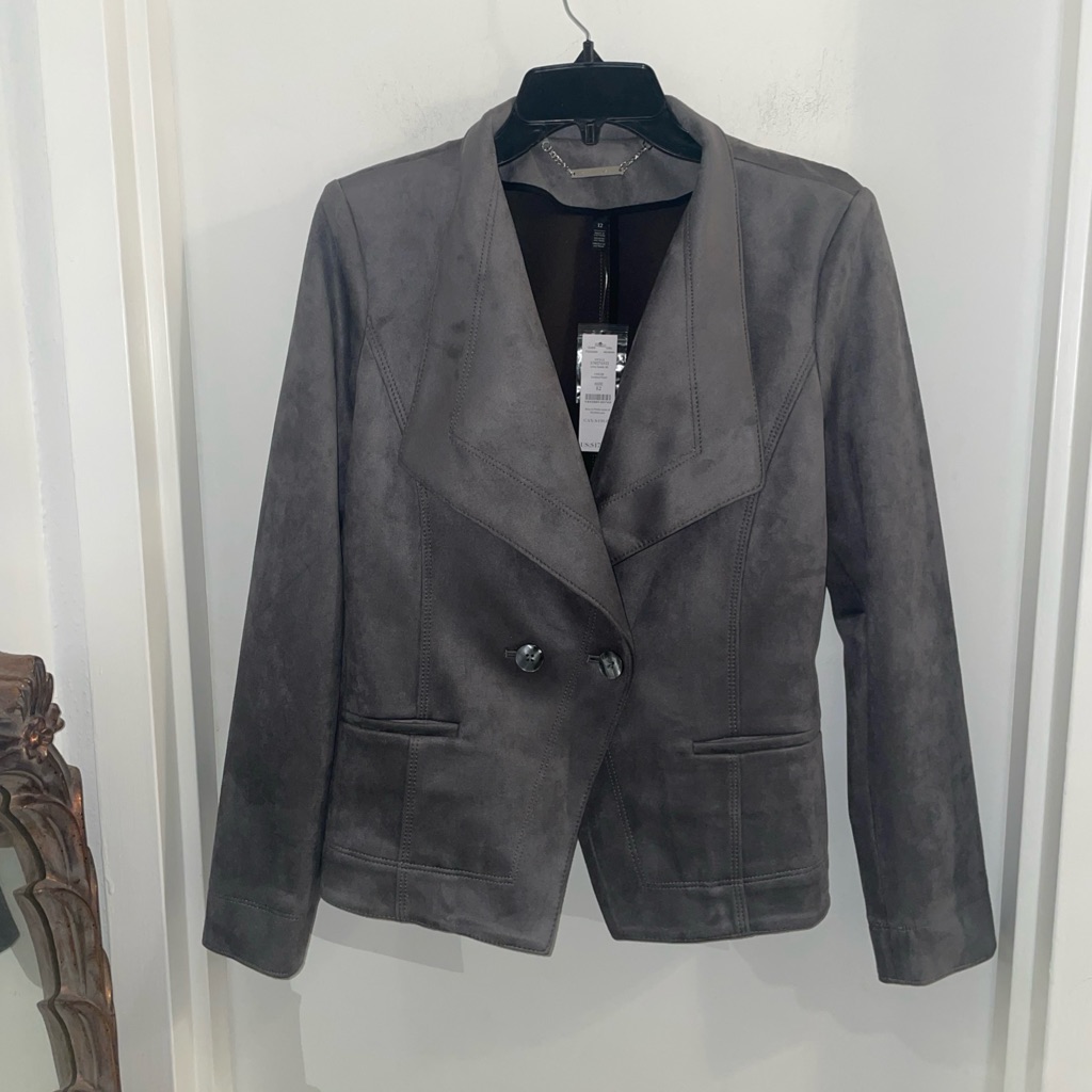 Nwt White House Black Market Size 12 Smoked Pearl Gray Ultra Suede Jacket $170